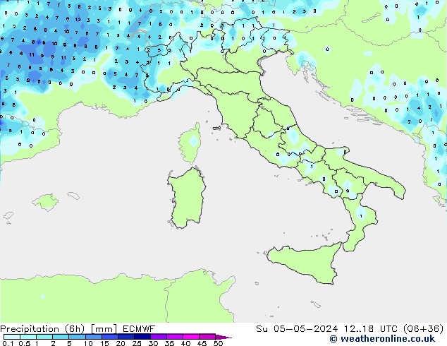 Z500/Rain (+SLP)/Z850 ECMWF Su 05.05.2024 18 UTC