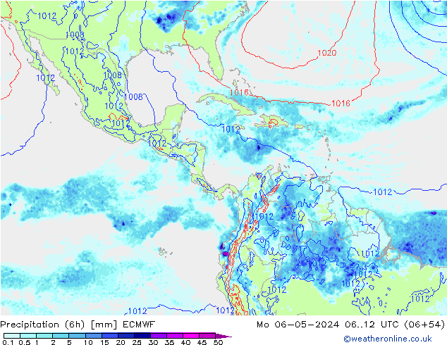 Z500/Rain (+SLP)/Z850 ECMWF Mo 06.05.2024 12 UTC