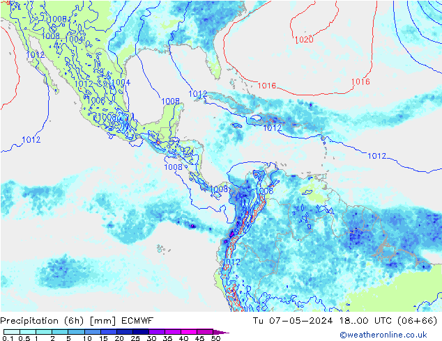 Precipitação (6h) ECMWF Ter 07.05.2024 00 UTC