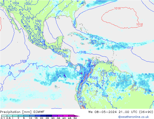 Srážky ECMWF St 08.05.2024 00 UTC