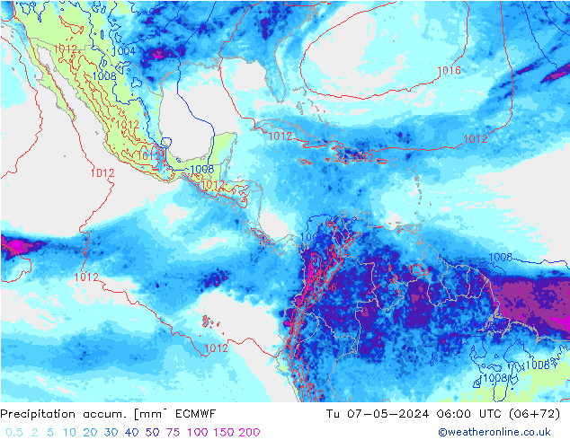 Precipitation accum. ECMWF вт 07.05.2024 06 UTC