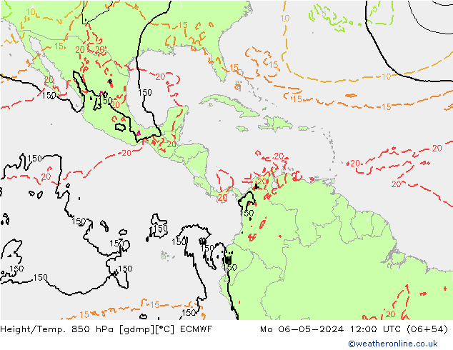 Hoogte/Temp. 850 hPa ECMWF ma 06.05.2024 12 UTC