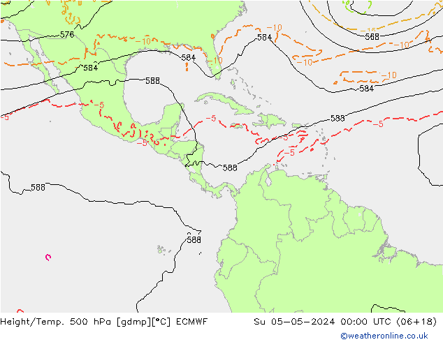 Z500/Rain (+SLP)/Z850 ECMWF Вс 05.05.2024 00 UTC