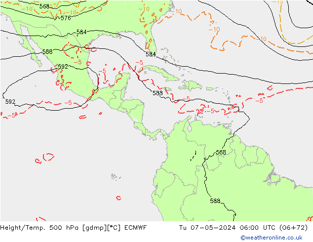 Z500/Rain (+SLP)/Z850 ECMWF wto. 07.05.2024 06 UTC
