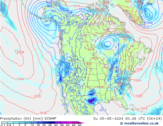 Z500/Yağmur (+YB)/Z850 ECMWF Paz 05.05.2024 06 UTC