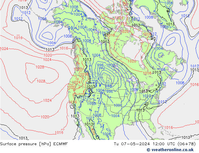 Bodendruck ECMWF Di 07.05.2024 12 UTC