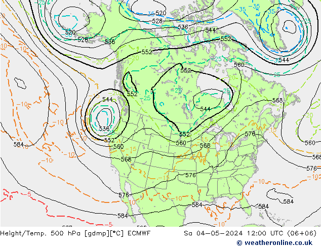 Z500/Rain (+SLP)/Z850 ECMWF sam 04.05.2024 12 UTC