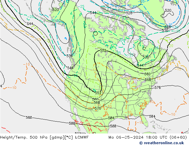 Z500/Rain (+SLP)/Z850 ECMWF Mo 06.05.2024 18 UTC