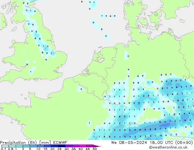 Z500/Rain (+SLP)/Z850 ECMWF We 08.05.2024 00 UTC