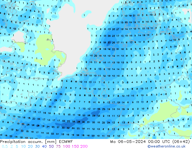 Precipitation accum. ECMWF Mo 06.05.2024 00 UTC