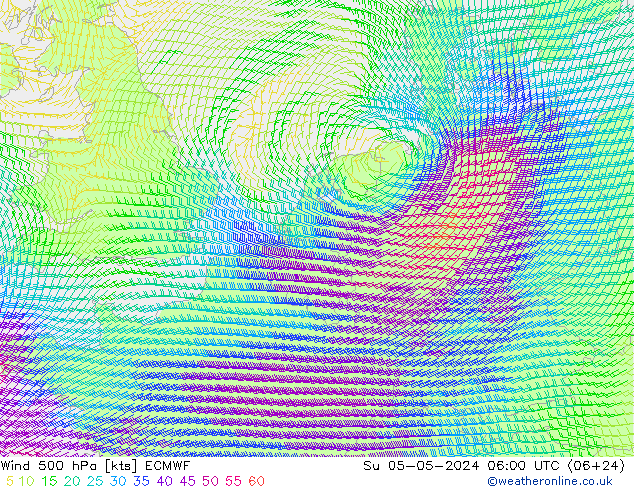 Vent 500 hPa ECMWF dim 05.05.2024 06 UTC
