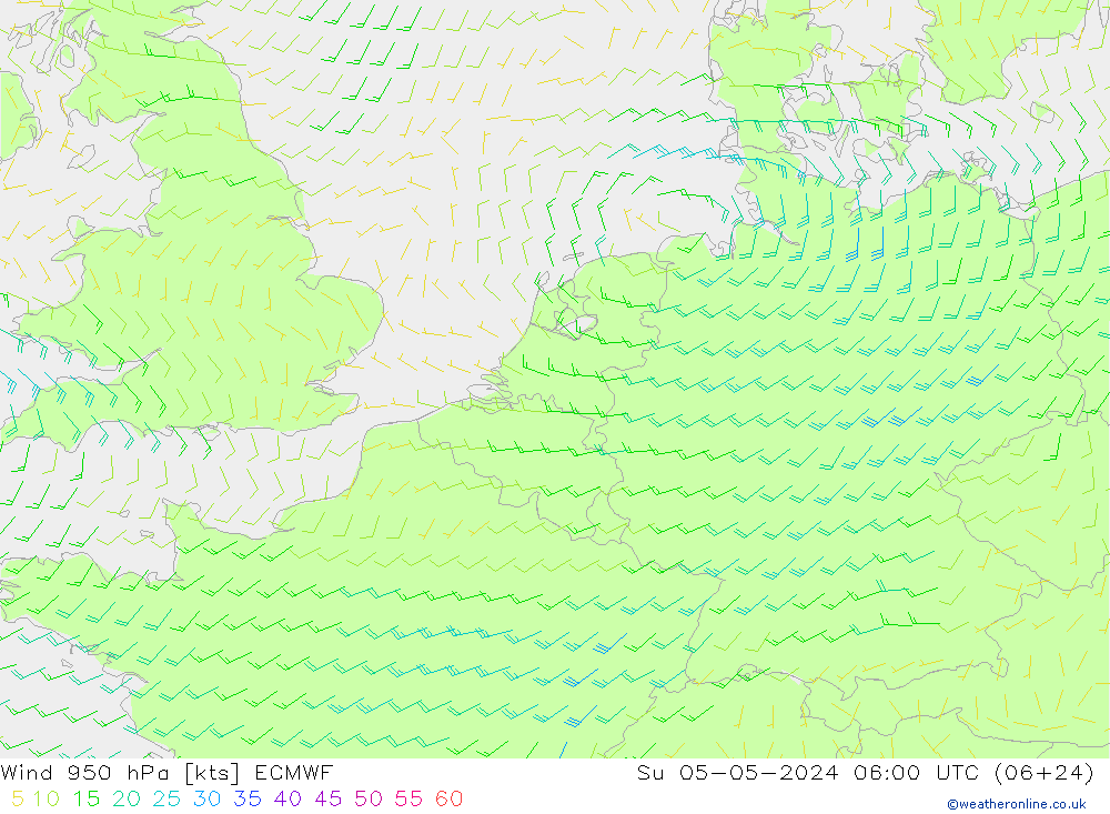 Viento 950 hPa ECMWF dom 05.05.2024 06 UTC