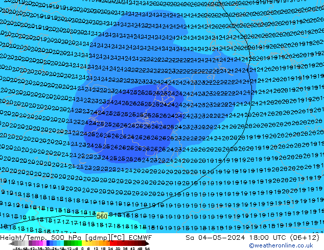 Z500/Regen(+SLP)/Z850 ECMWF za 04.05.2024 18 UTC