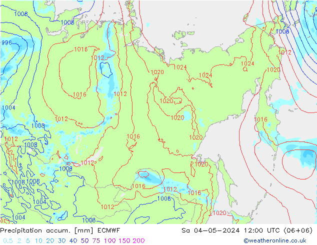 Precipitation accum. ECMWF сб 04.05.2024 12 UTC