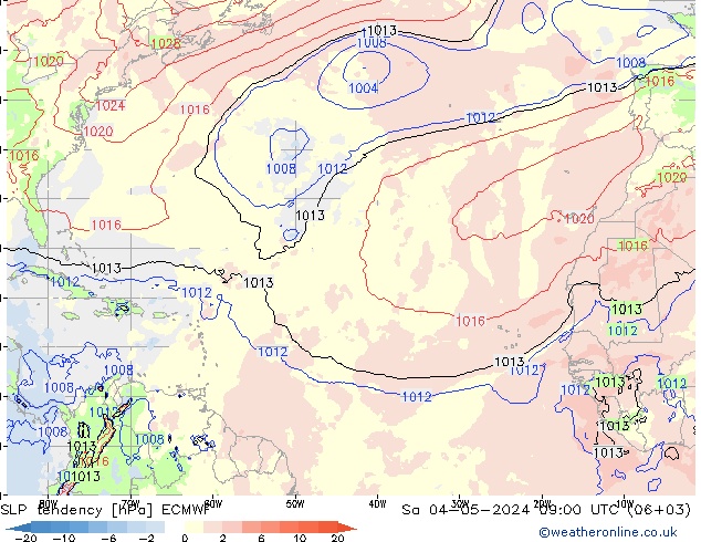 Tendance de pression  ECMWF sam 04.05.2024 09 UTC