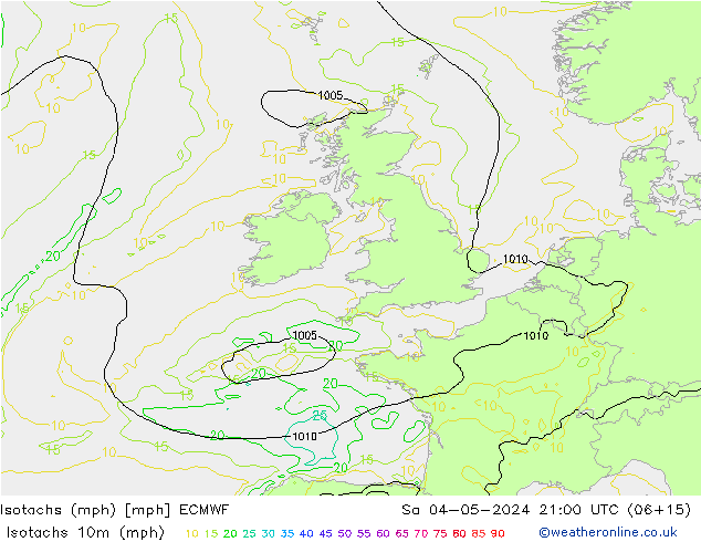 Isotachs (mph) ECMWF  04.05.2024 21 UTC