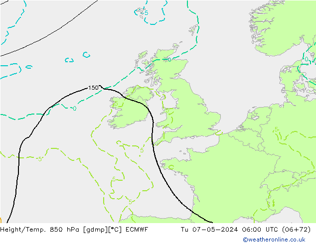 Height/Temp. 850 hPa ECMWF Út 07.05.2024 06 UTC