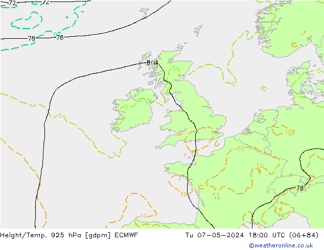 Height/Temp. 925 hPa ECMWF mar 07.05.2024 18 UTC