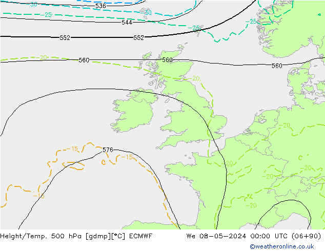 Z500/Rain (+SLP)/Z850 ECMWF We 08.05.2024 00 UTC