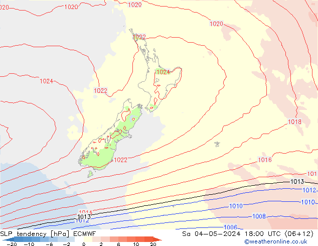 SLP tendency ECMWF Sa 04.05.2024 18 UTC