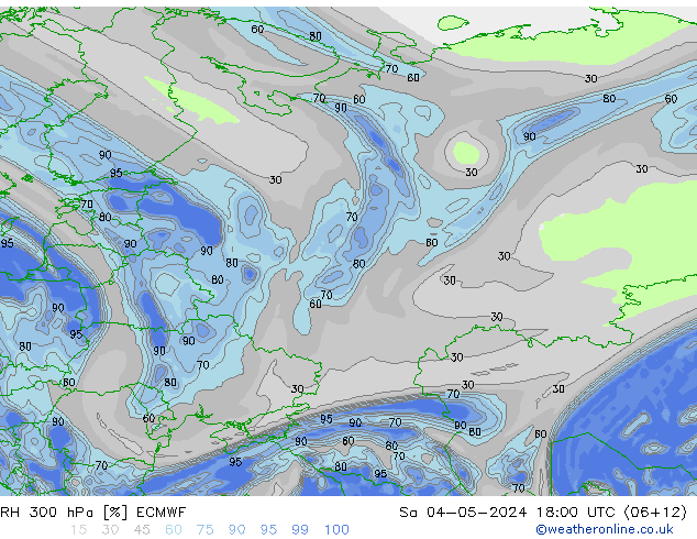 RH 300 hPa ECMWF Sa 04.05.2024 18 UTC