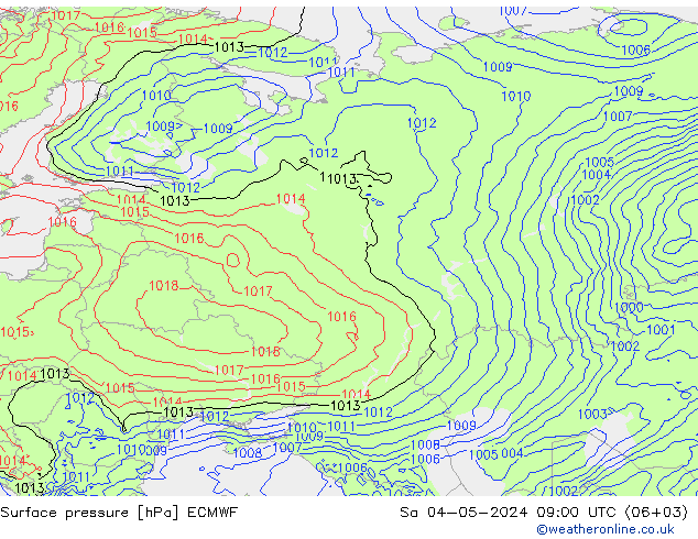 приземное давление ECMWF сб 04.05.2024 09 UTC