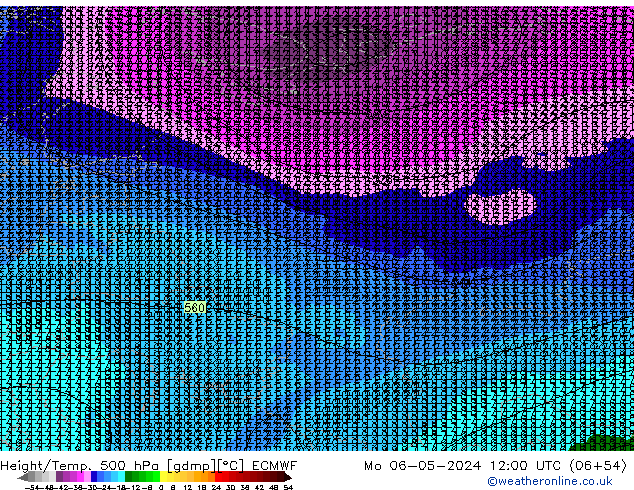 Z500/Rain (+SLP)/Z850 ECMWF пн 06.05.2024 12 UTC