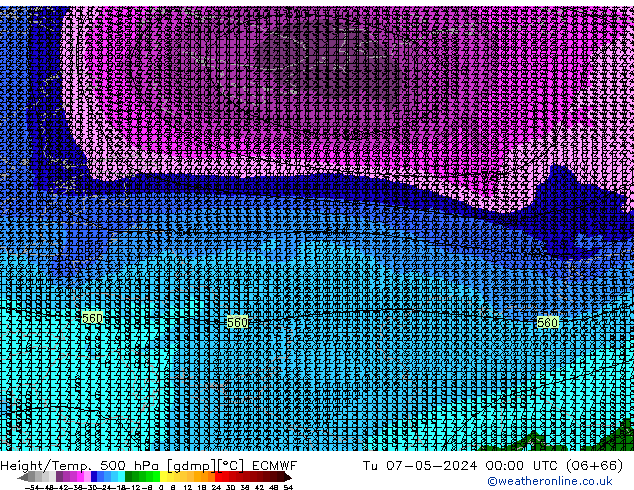 Z500/Rain (+SLP)/Z850 ECMWF Di 07.05.2024 00 UTC