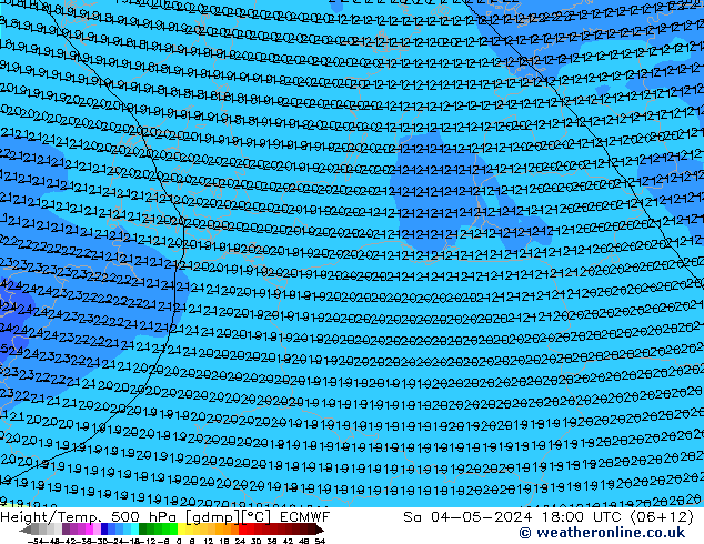 Z500/Rain (+SLP)/Z850 ECMWF so. 04.05.2024 18 UTC