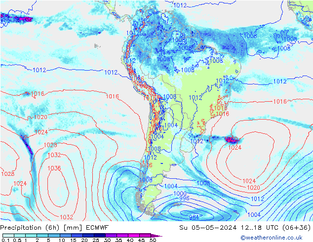 Z500/Rain (+SLP)/Z850 ECMWF Su 05.05.2024 18 UTC