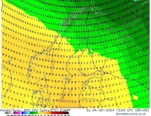 Z500/Rain (+SLP)/Z850 ECMWF Sa 04.05.2024 12 UTC