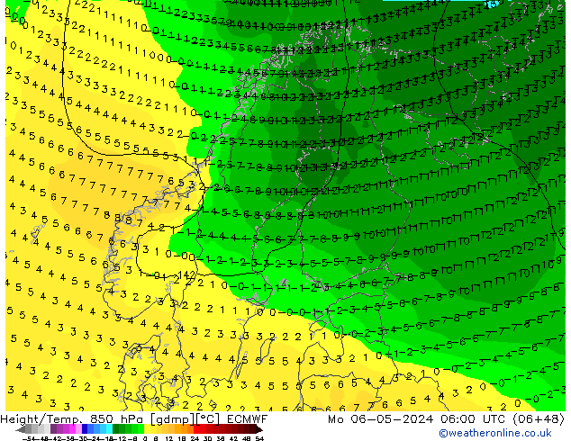 Z500/Rain (+SLP)/Z850 ECMWF Mo 06.05.2024 06 UTC