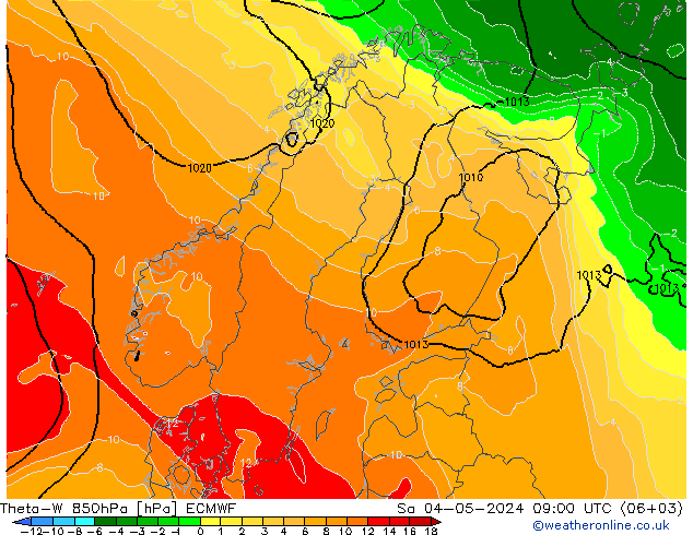 Theta-W 850hPa ECMWF Sa 04.05.2024 09 UTC