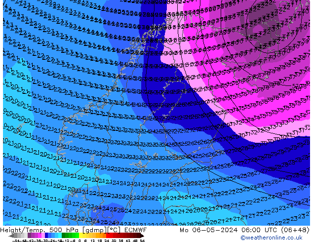 Z500/Rain (+SLP)/Z850 ECMWF Seg 06.05.2024 06 UTC