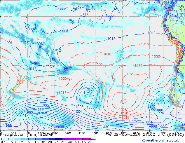 Srážky ECMWF St 08.05.2024 00 UTC
