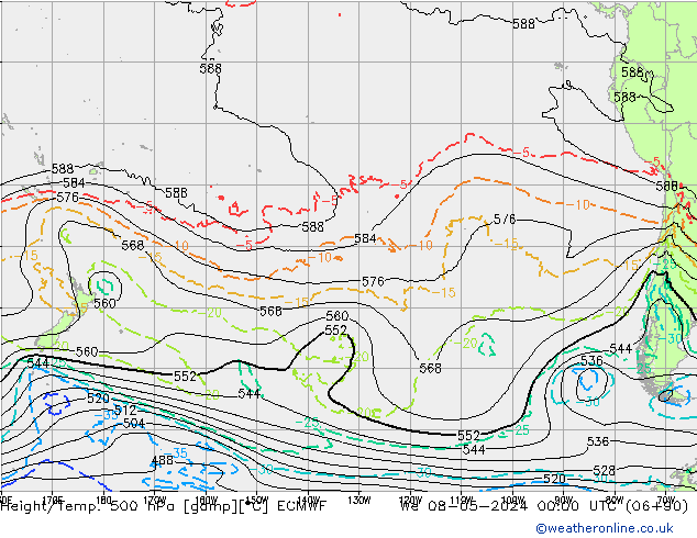 Height/Temp. 500 hPa ECMWF Qua 08.05.2024 00 UTC