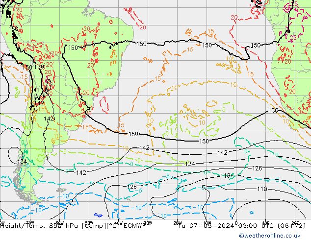 Z500/Rain (+SLP)/Z850 ECMWF Di 07.05.2024 06 UTC