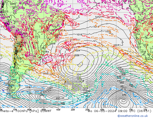 Theta-e 700hPa ECMWF  06.05.2024 09 UTC