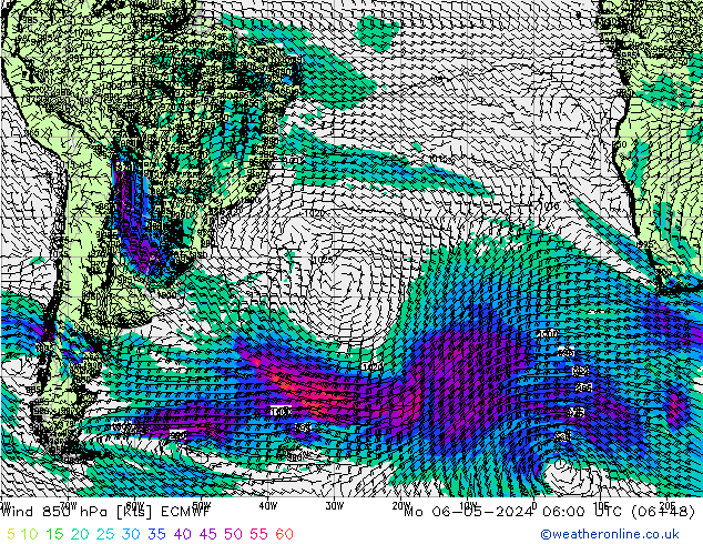 Wind 850 hPa ECMWF Mo 06.05.2024 06 UTC