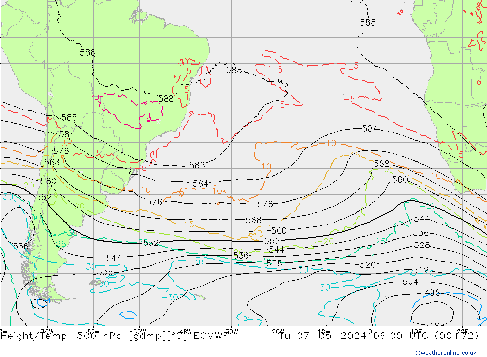 Height/Temp. 500 гПа ECMWF вт 07.05.2024 06 UTC