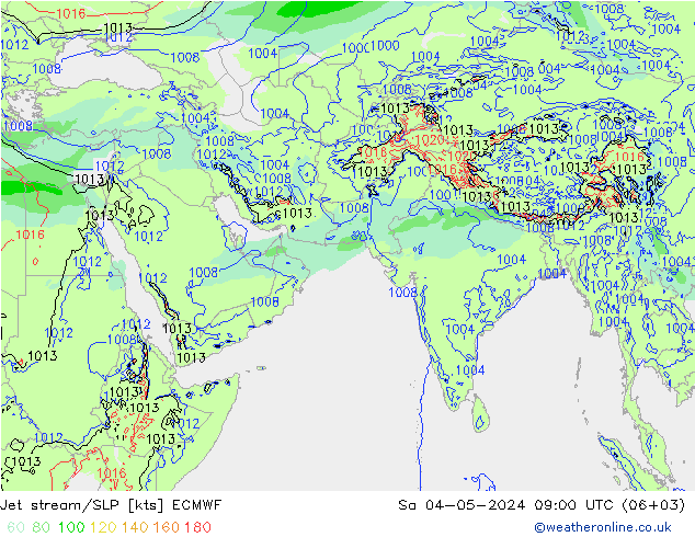 高速氣流/地面气压 ECMWF 星期六 04.05.2024 09 UTC