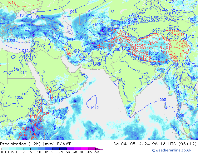降水量 (12h) ECMWF 星期六 04.05.2024 18 UTC