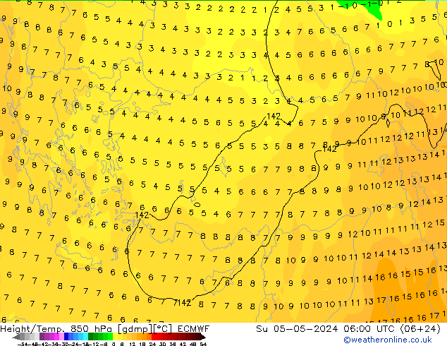 Z500/Rain (+SLP)/Z850 ECMWF dom 05.05.2024 06 UTC