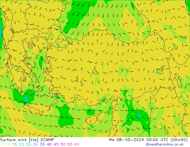 Surface wind ECMWF St 08.05.2024 00 UTC