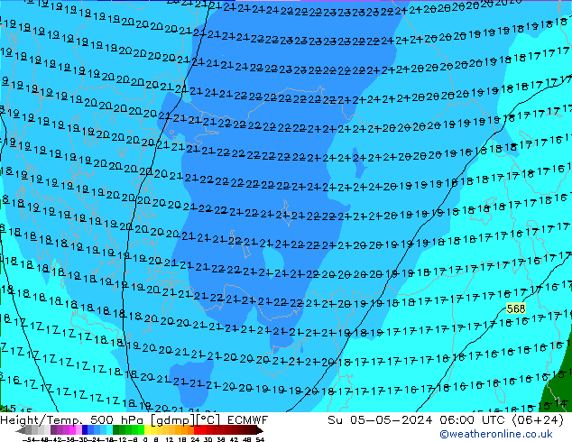 Z500/Rain (+SLP)/Z850 ECMWF dom 05.05.2024 06 UTC