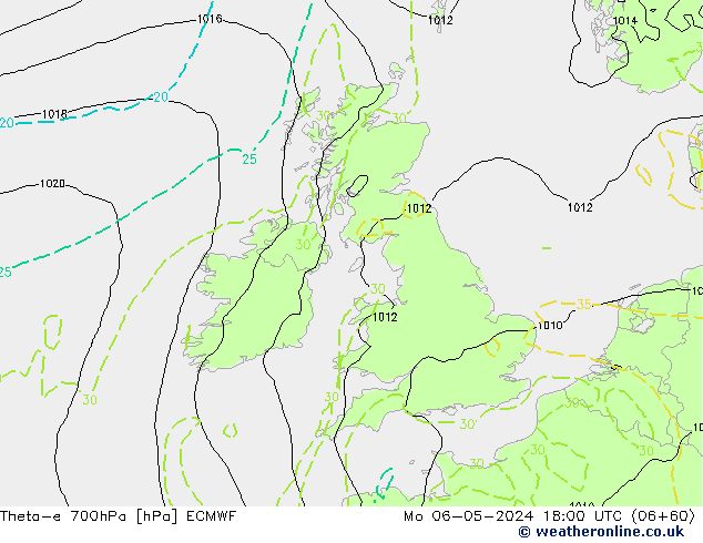 Theta-e 700hPa ECMWF  06.05.2024 18 UTC