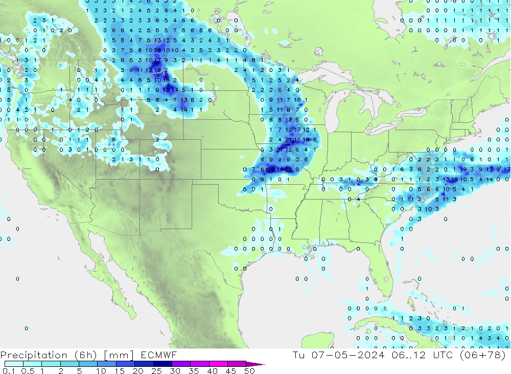 Z500/Rain (+SLP)/Z850 ECMWF Tu 07.05.2024 12 UTC