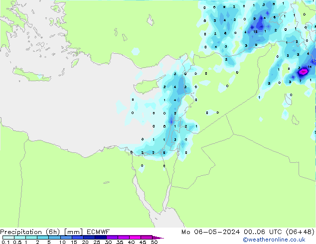 Précipitation (6h) ECMWF lun 06.05.2024 06 UTC