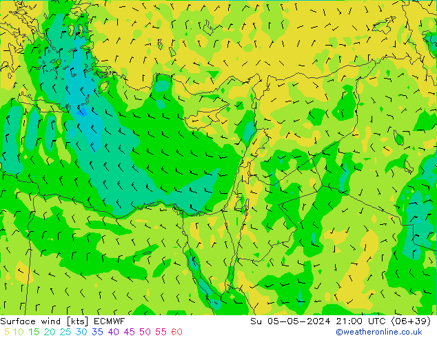 Surface wind ECMWF Su 05.05.2024 21 UTC