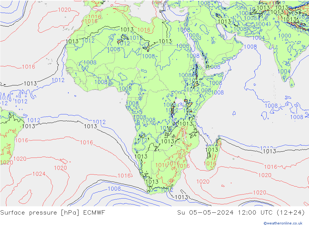 pressão do solo ECMWF Dom 05.05.2024 12 UTC